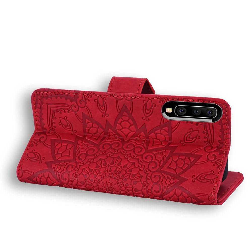 Imprint Mandala Blomsterstativ Pung Læder Etui Cover til Samsung Galaxy A50/A50s/A30s
