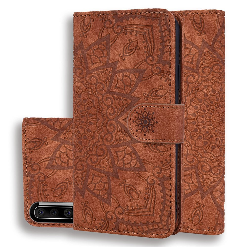 Imprint Mandala Blomsterstativ Pung Læder Etui Cover til Samsung Galaxy A50/A50s/A30s