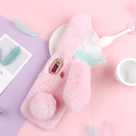 Rabbit Shape Fluffy Fur Coated TPU Phone Case for Samsung Galaxy A20e Cell Phone Accessory