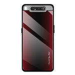 Gradient härdat glasbaksida + mjukt TPU-kantskal för Samsung Galaxy A80 / A90