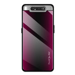 Gradient härdat glasbaksida + mjukt TPU-kantskal för Samsung Galaxy A80 / A90