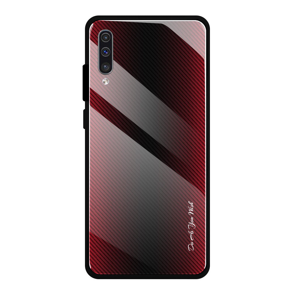 Carbon Fibre Texture Glass Back + TPU Hybrid Case for Samsung Galaxy A50/A50s/A30s