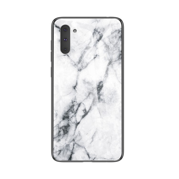Marmorstruktur i härdat glas + PC + TPU hybridskal för Samsung Galaxy Note 10 5G / Note 10
