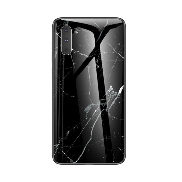Marmorstruktur i härdat glas + PC + TPU hybridskal för Samsung Galaxy Note 10 5G / Note 10