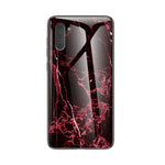 Marmorstruktur i härdat glas + PC + TPU hybridskal för Samsung Galaxy Note 10 5G / Note 10