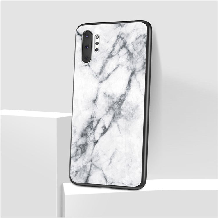 Marmorstruktur i härdat glas + PC + TPU hybridskal för Samsung Galaxy Note 10 Plus 5G / Note 10 Plus