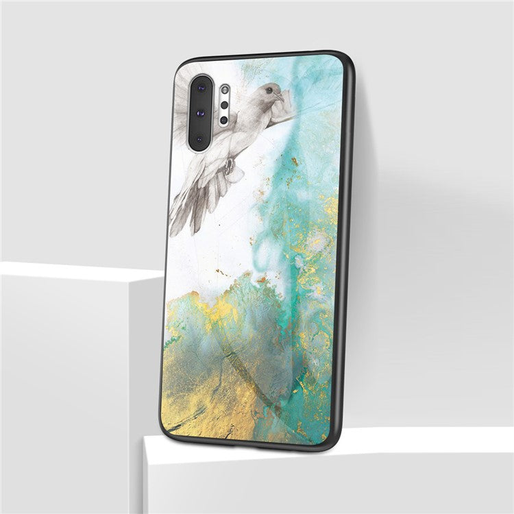 Marmorstruktur i härdat glas + PC + TPU hybridskal för Samsung Galaxy Note 10 Plus 5G / Note 10 Plus