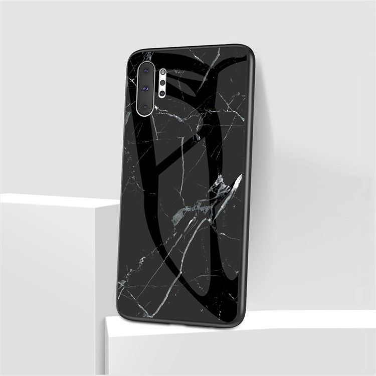 Marmorstruktur i härdat glas + PC + TPU hybridskal för Samsung Galaxy Note 10 Plus 5G / Note 10 Plus