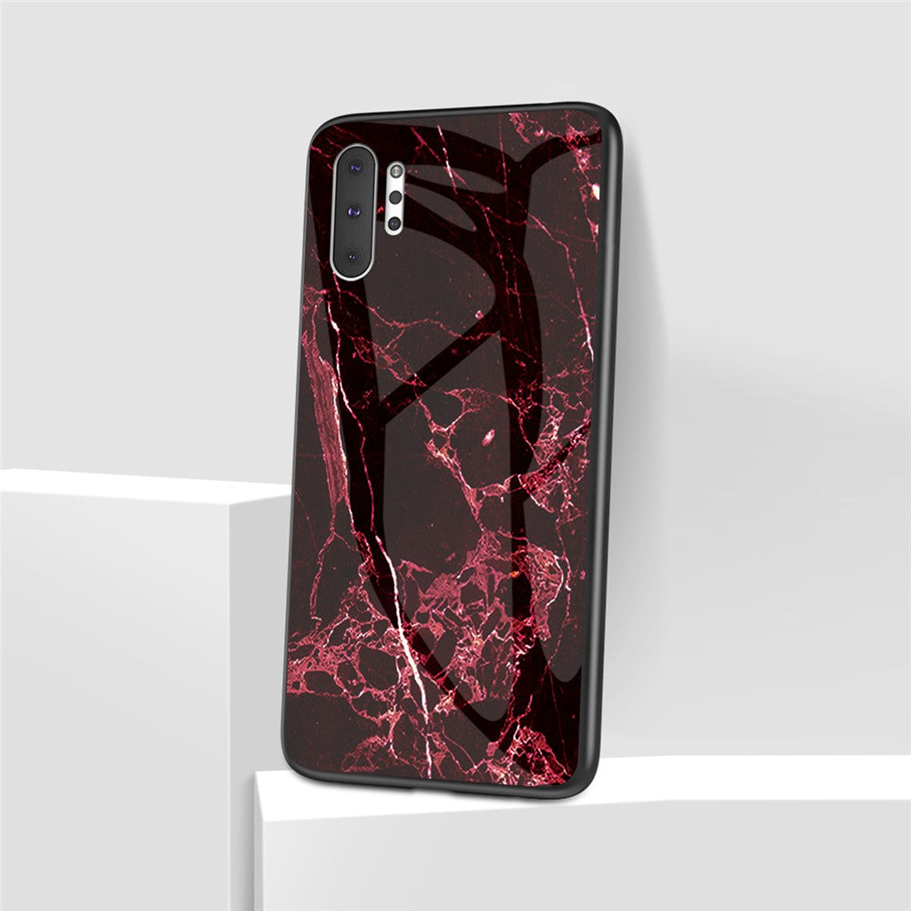 Marmorstruktur Hærdet Glas + PC + TPU Hybridcover til Samsung Galaxy Note 10 Plus 5G / Note 10 Plus