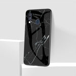 Marble Grain Pattern Tempered Glass PC + TPU Combo Case for Samsung Galaxy A40