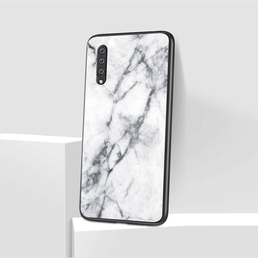Hærdet glas PC + TPU-telefoncover med marmormønster til Samsung Galaxy A50/A50s/A30s