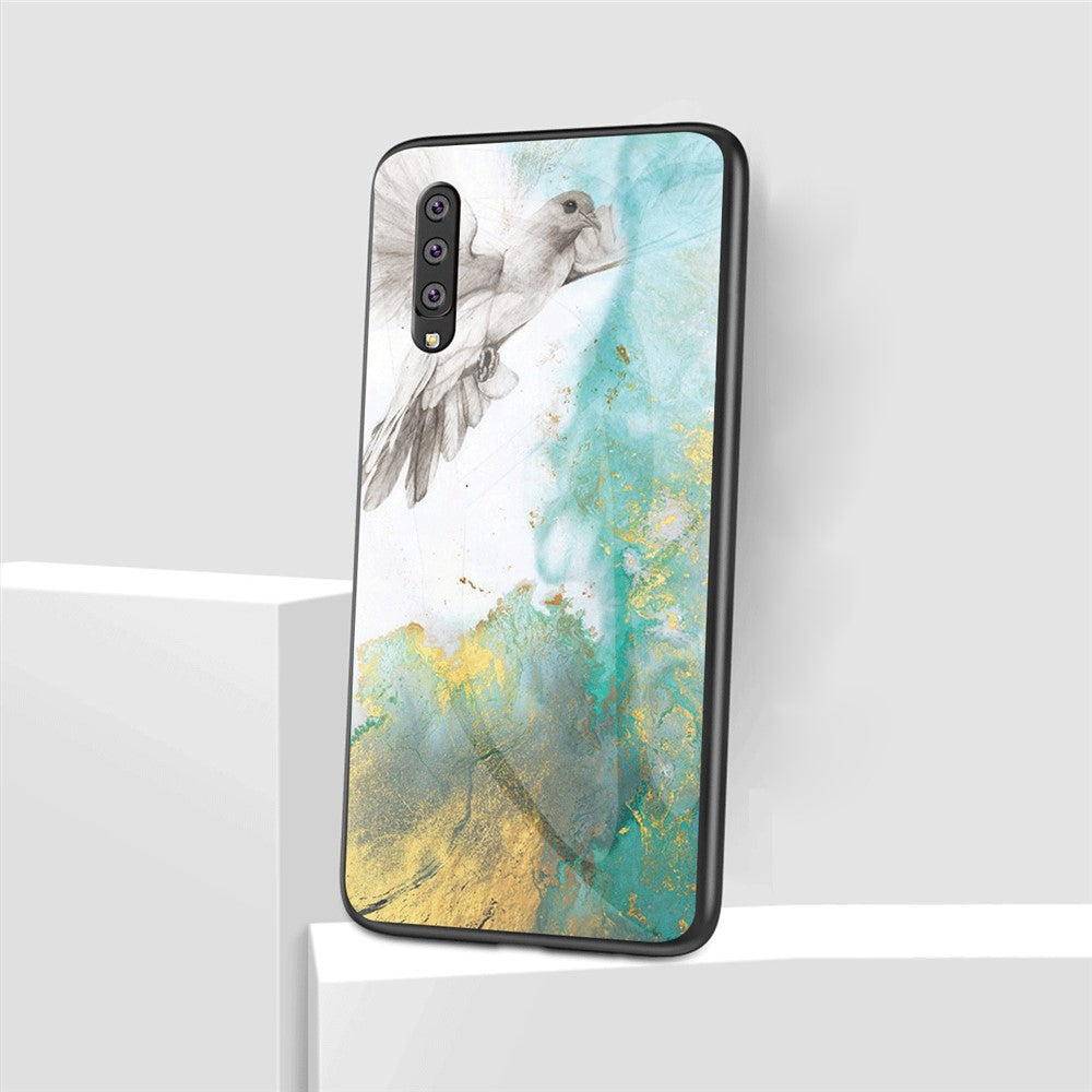 Hærdet glas PC + TPU-telefoncover med marmormønster til Samsung Galaxy A50/A50s/A30s
