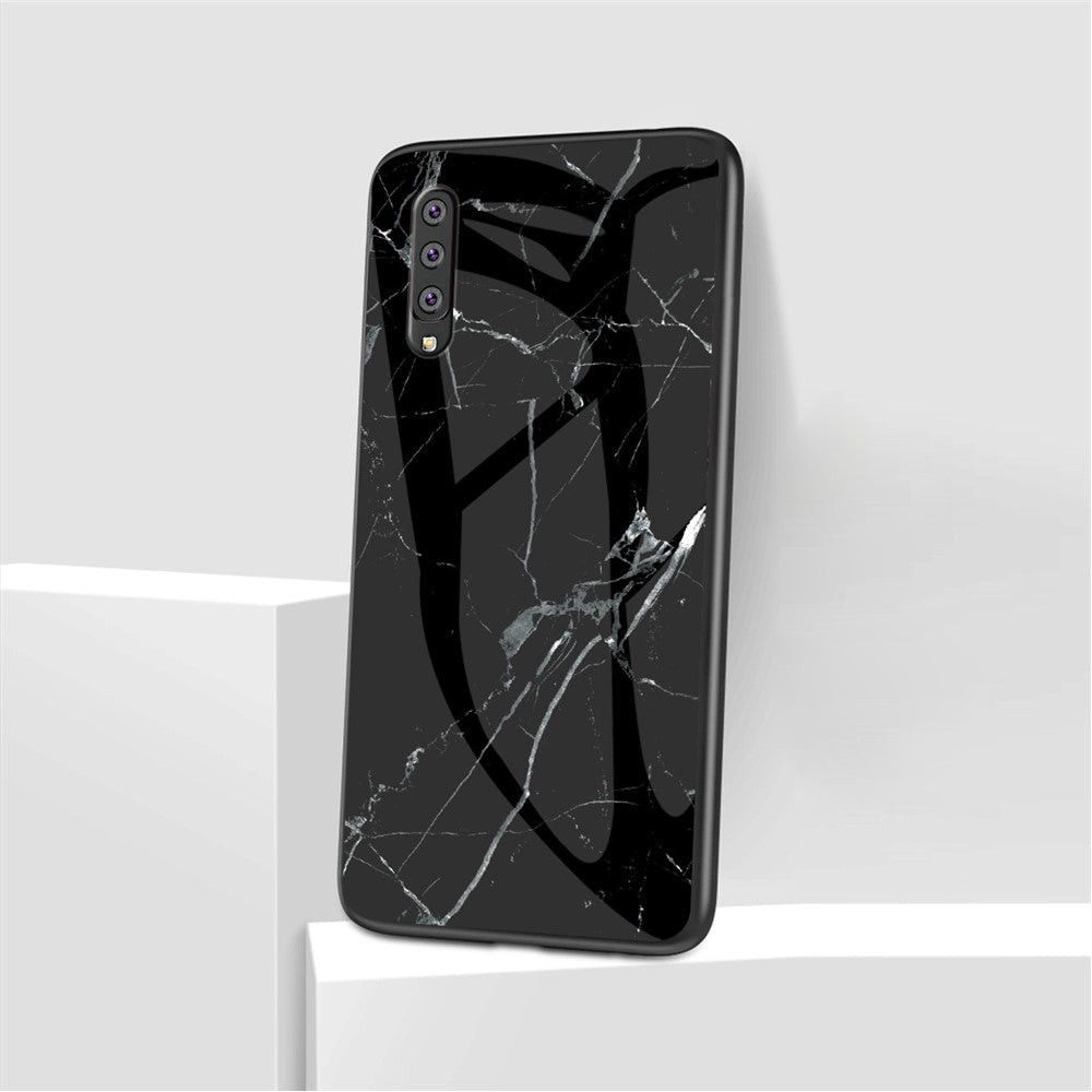 Hærdet glas PC + TPU-telefoncover med marmormønster til Samsung Galaxy A50/A50s/A30s