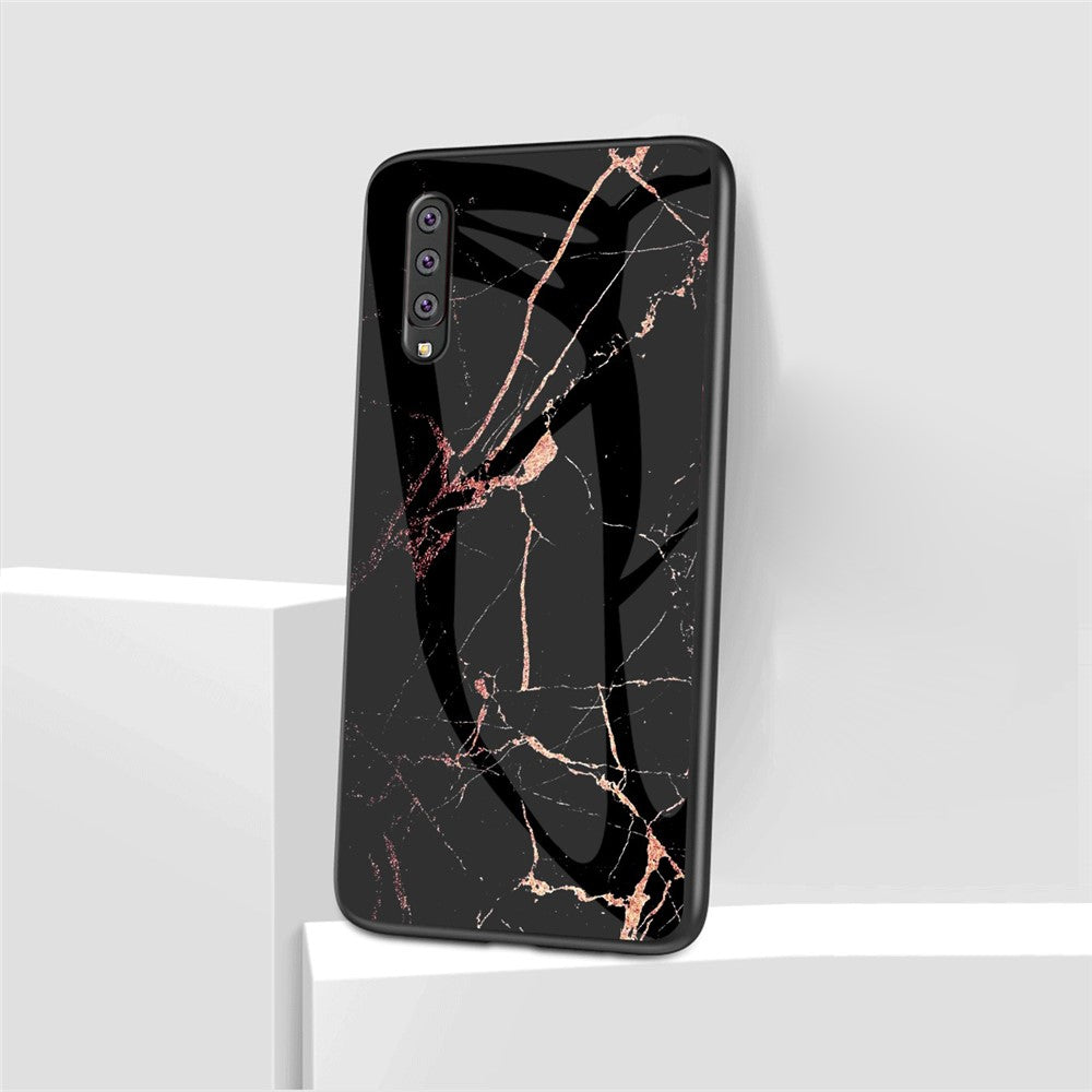 Hærdet glas PC + TPU-telefoncover med marmormønster til Samsung Galaxy A50/A50s/A30s