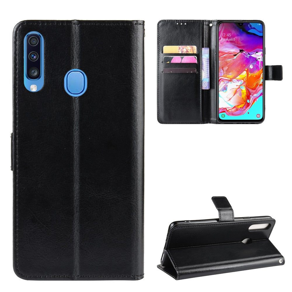 Crazy Horse Skin Wallet Leather Protective Cover with Stand for Samsung Galaxy A20s
