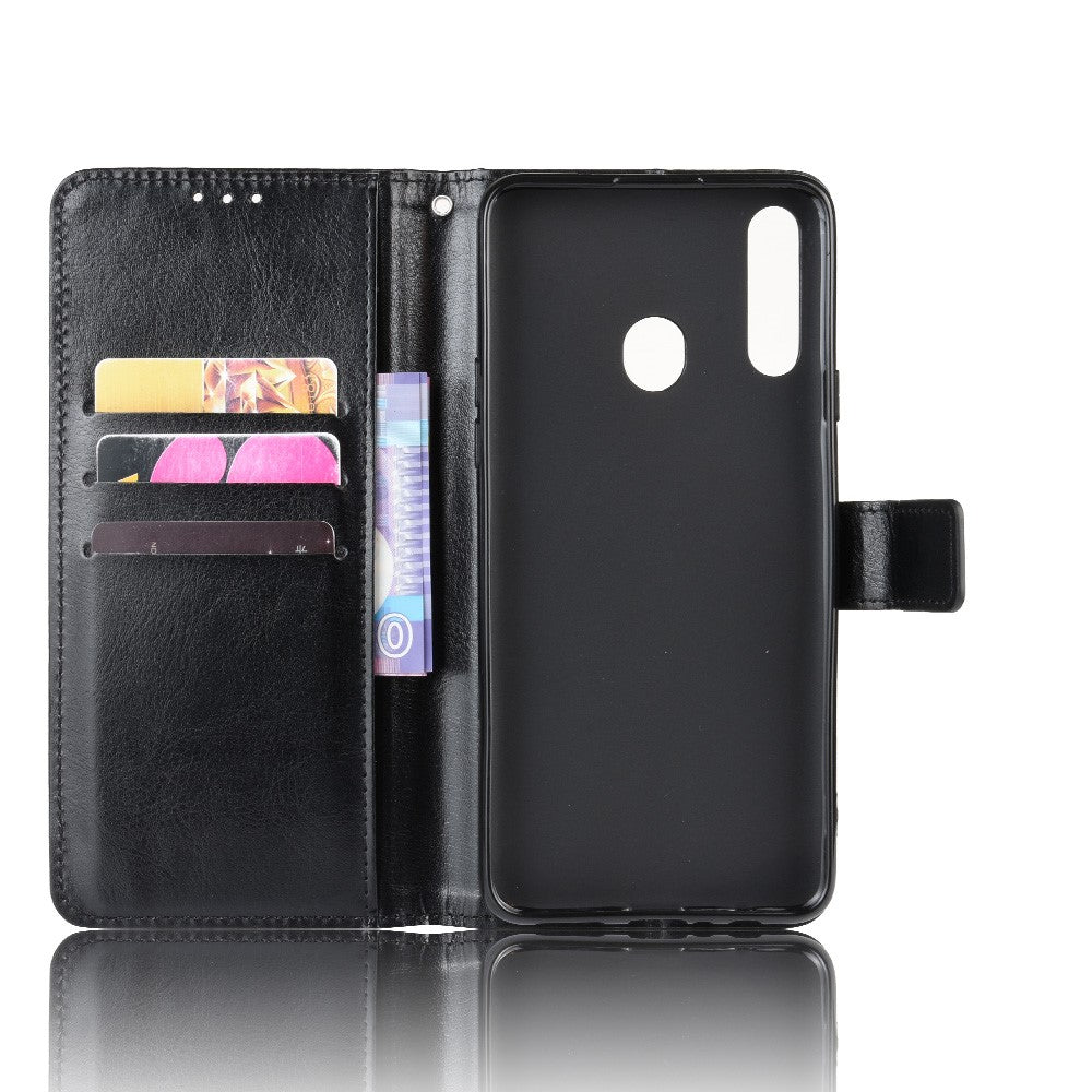 Crazy Horse Skin Wallet Leather Protective Cover with Stand for Samsung Galaxy A20s