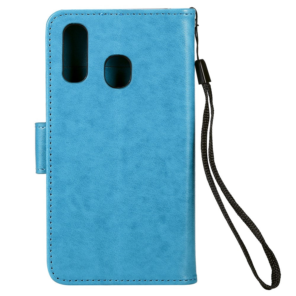 Imprint Sakura Cat Læder Pung Etui Cover til Samsung Galaxy A20e/A10e