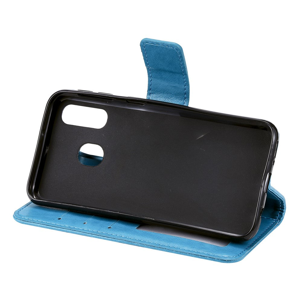 Imprint Sakura Cat Læder Pung Etui Cover til Samsung Galaxy A20e/A10e