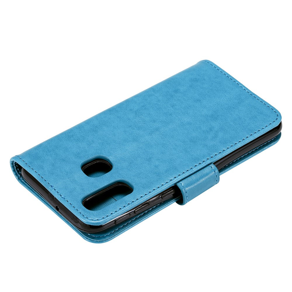 Imprint Sakura Cat Læder Pung Etui Cover til Samsung Galaxy A20e/A10e
