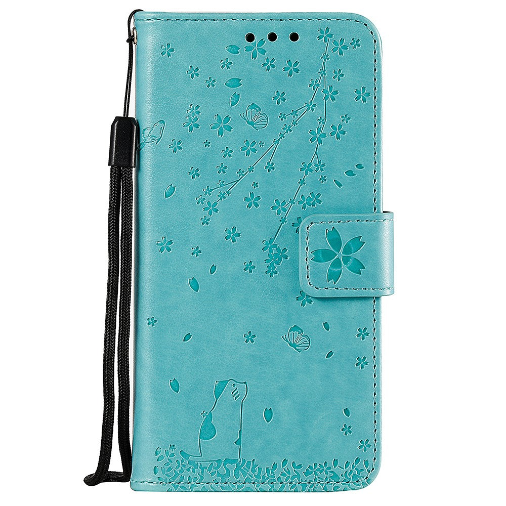 Imprint Sakura Cat Leather Cover for Samsung Galaxy A50 / A30s / A50s