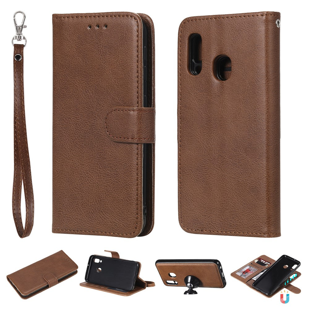 For Samsung Galaxy A20e Case 2 in 1 Detachable Magnetic Leather Wallet Mobile Cover with Strap