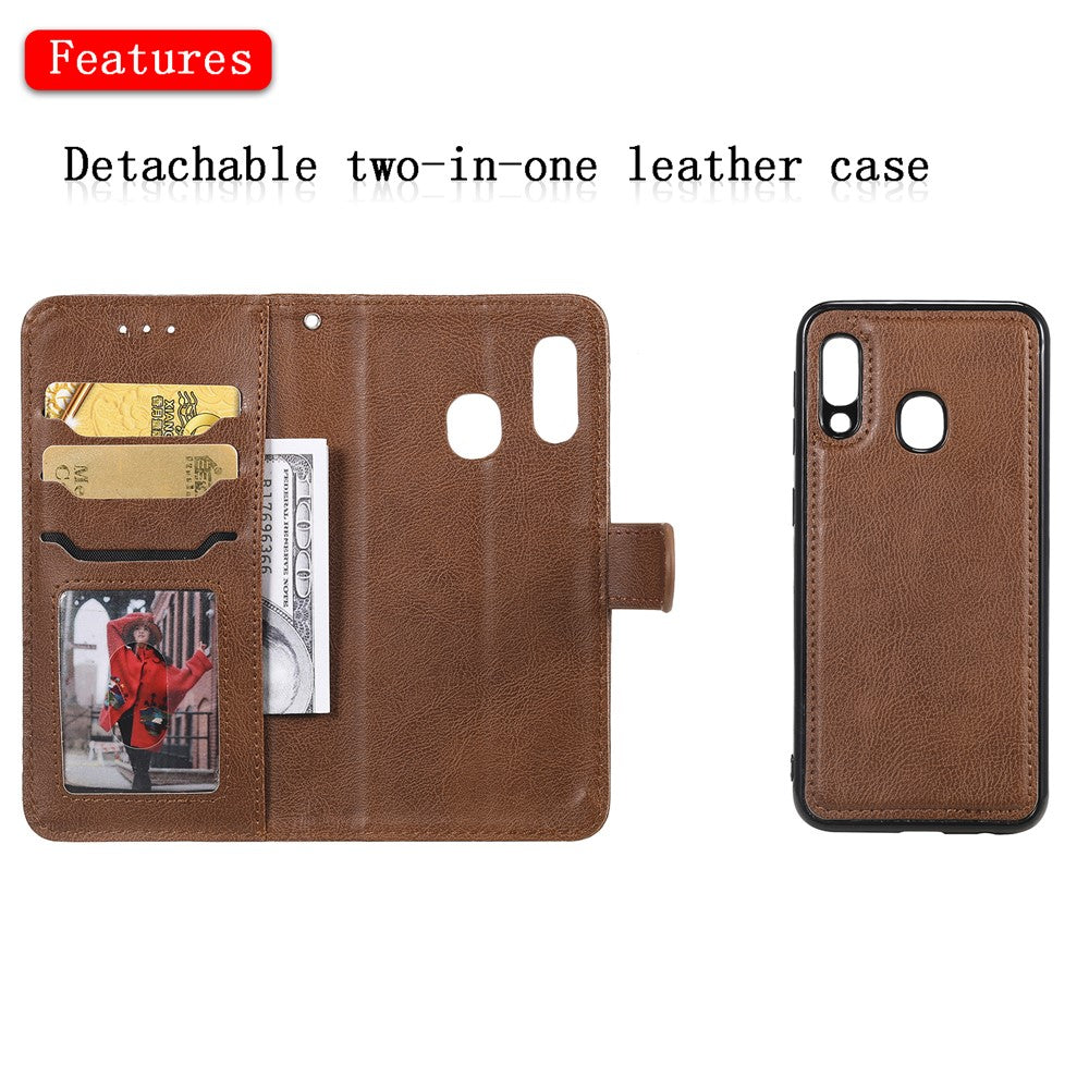 For Samsung Galaxy A20e Case 2 in 1 Detachable Magnetic Leather Wallet Mobile Cover with Strap