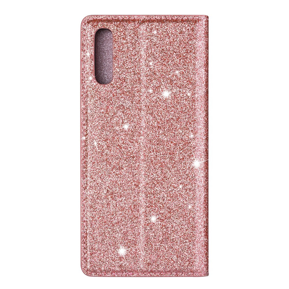 Flash Powder Leather Stand Case with Card Slot for Samsung Galaxy A50
