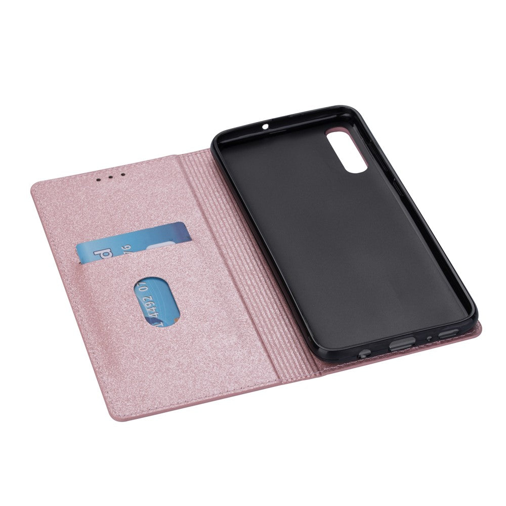 Flash Powder Leather Stand Case with Card Slot for Samsung Galaxy A50