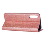 Flash Powder Leather Stand Case with Card Slot for Samsung Galaxy A50