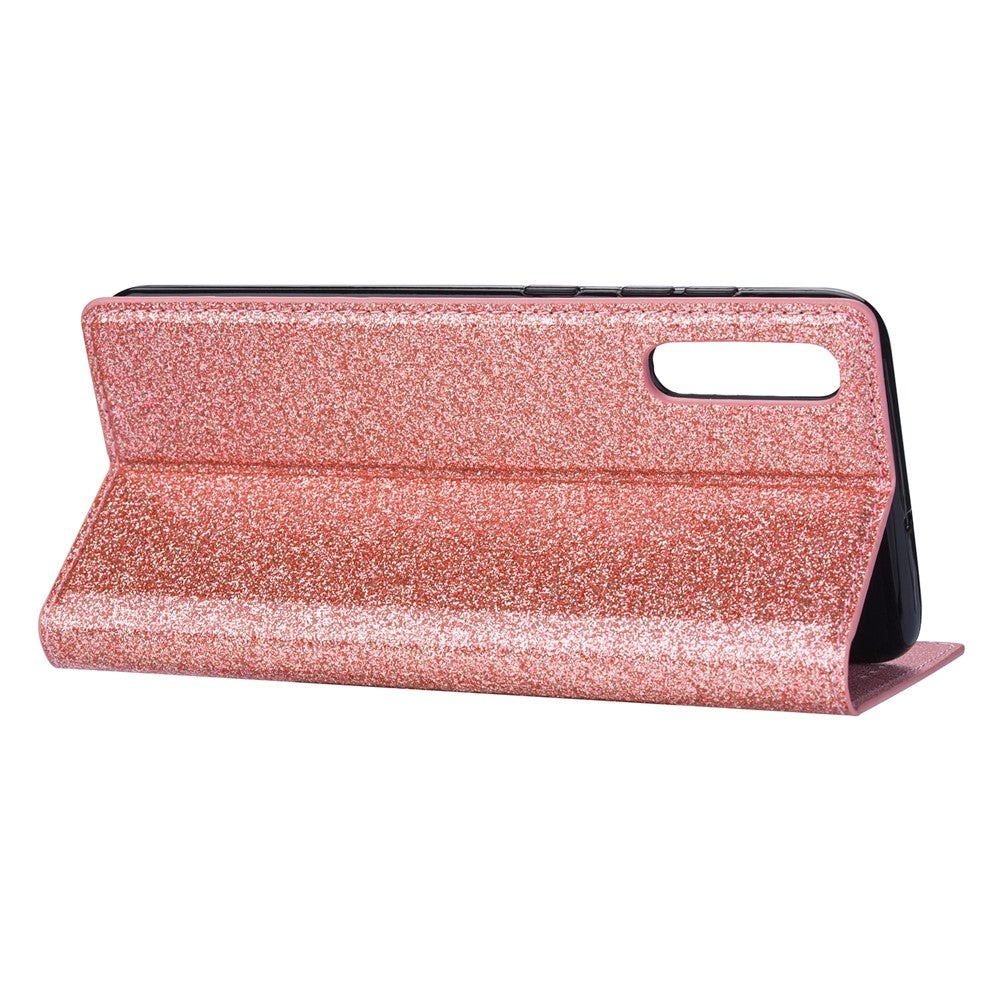 Flash Powder Leather Stand Case with Card Slot for Samsung Galaxy A50
