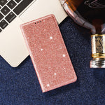 Flash Powder Leather Stand Case with Card Slot for Samsung Galaxy A50
