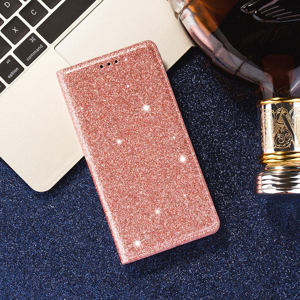 Flash Powder Leather Stand Case with Card Slot for Samsung Galaxy A50
