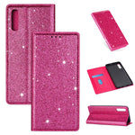 Flash Powder Leather Stand Case with Card Slot for Samsung Galaxy A50