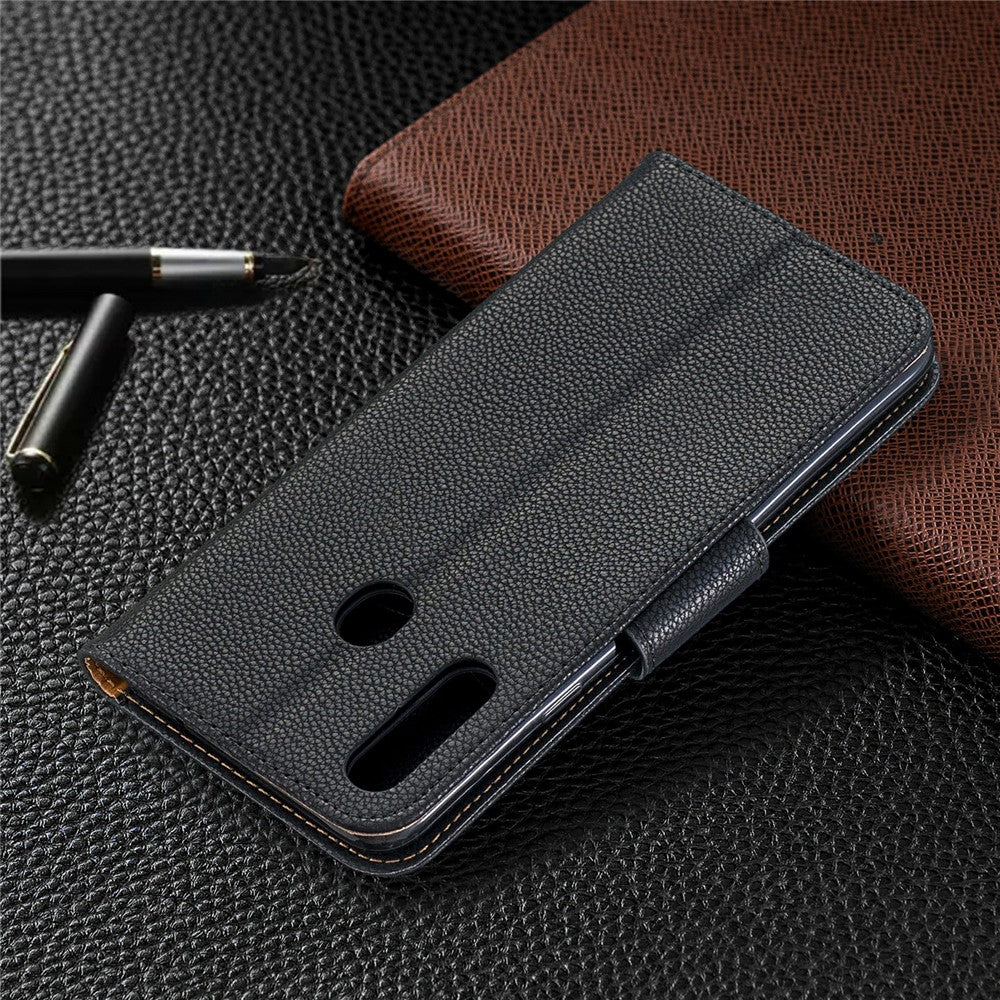 Litchi Skind Stand Læder Pung Etui til Samsung Galaxy A20s