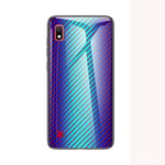 Samsung Galaxy A10 Kolfiberstruktur Härdat Glas + PC + TPU Skal