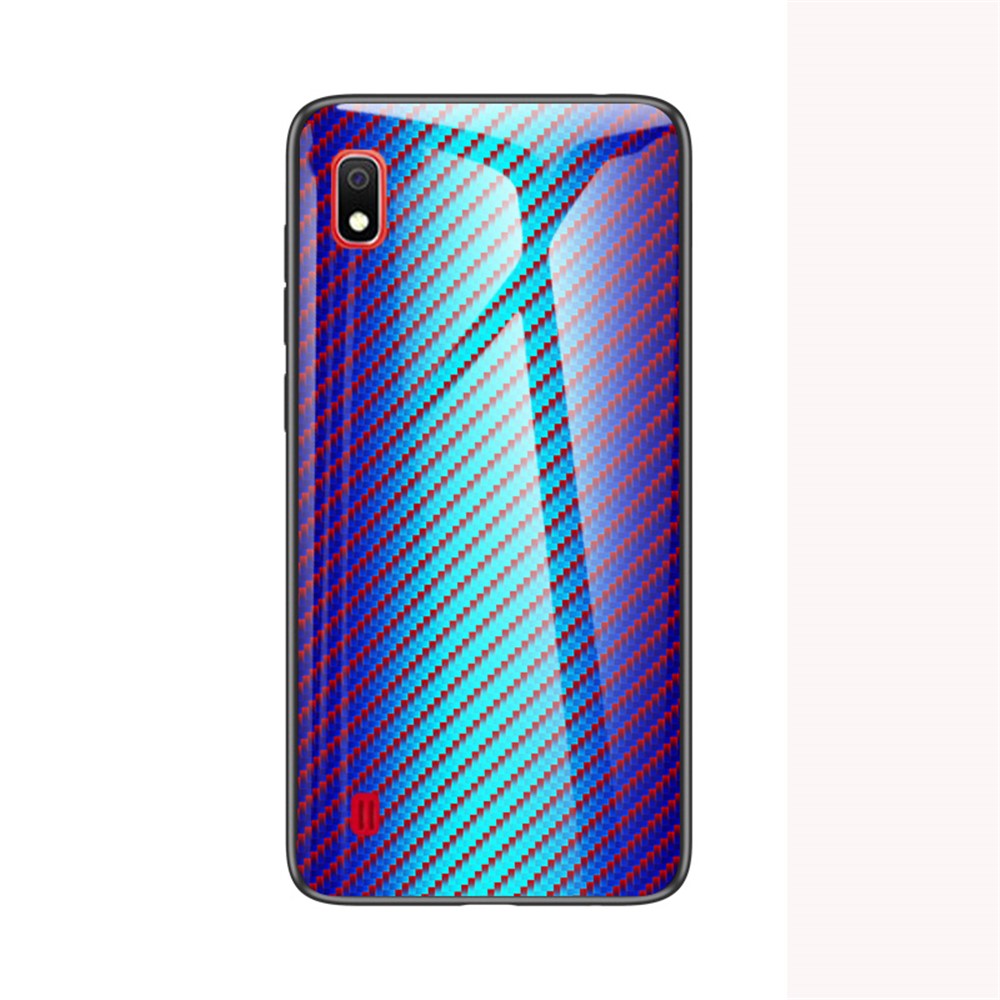 Samsung Galaxy A10 Kolfiberstruktur Härdat Glas + PC + TPU Skal