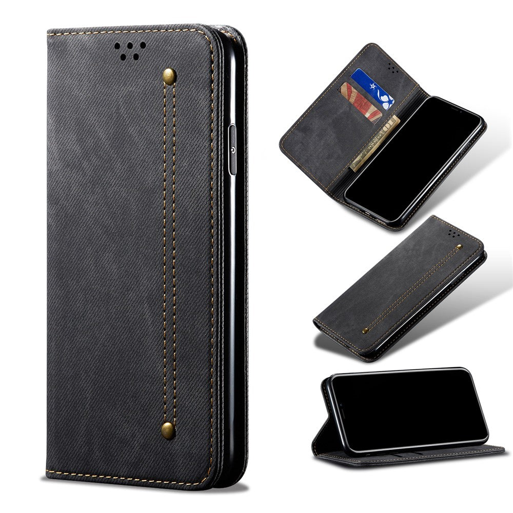 Jeans Cloth Texture Retro Style Flip Leather Case for Samsung Galaxy A50/A50s/A30s