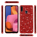 Sparkle Sequins Galvanisering TPU Ramme+PC Telefon Beskyttelsescover til Samsung Galaxy A20s