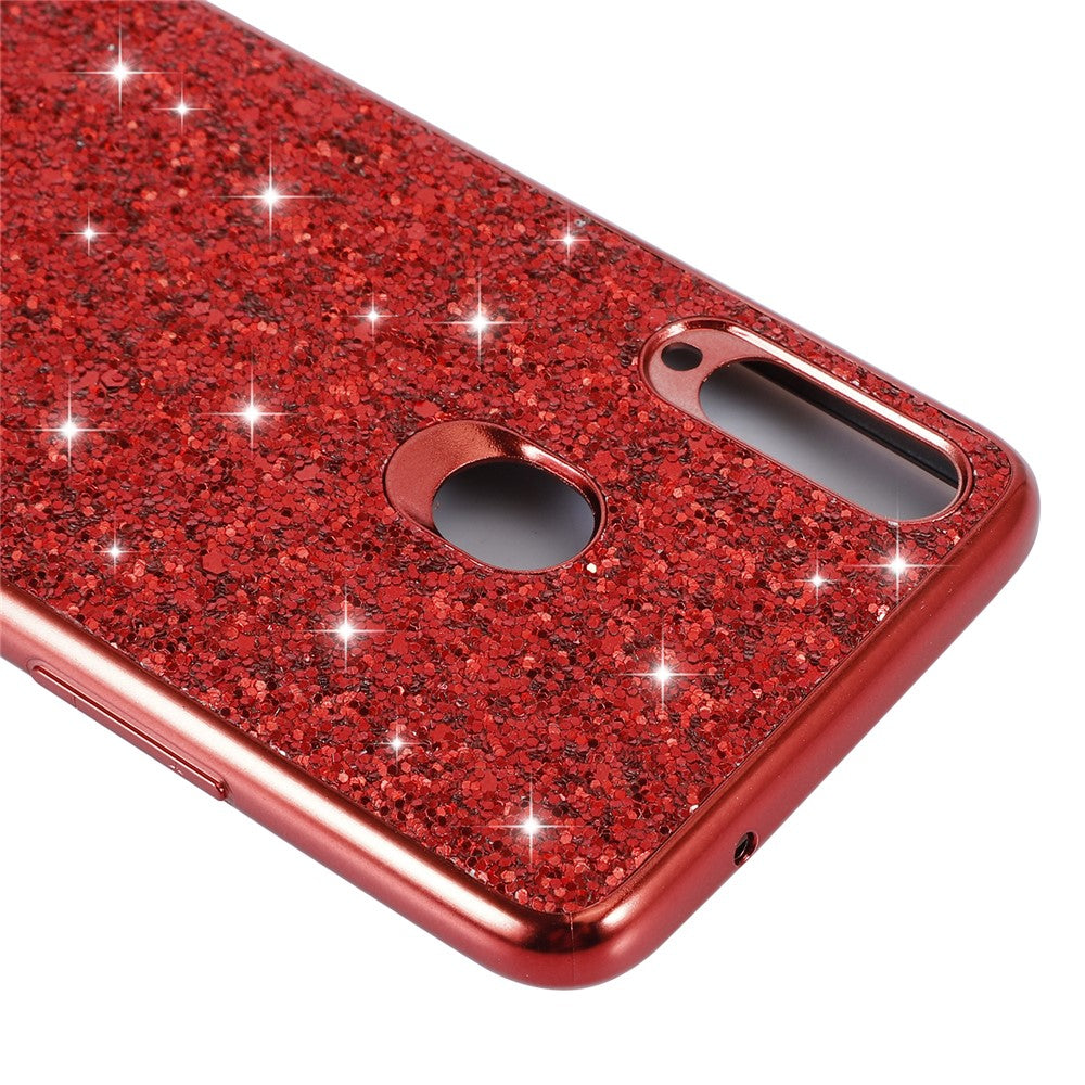 Sparkle Sequins Galvanisering TPU Ramme+PC Telefon Beskyttelsescover til Samsung Galaxy A20s
