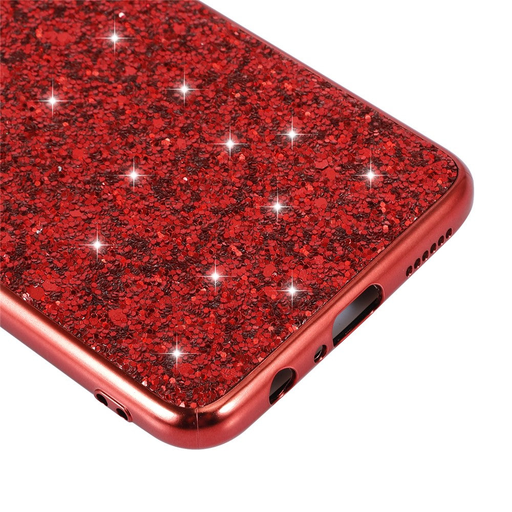 Sparkle Sequins Galvanisering TPU Ramme+PC Telefon Beskyttelsescover til Samsung Galaxy A20s