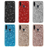 Sparkle Sequins Galvanisering TPU Ramme+PC Telefon Beskyttelsescover til Samsung Galaxy A20s