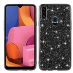 Sparkle Sequins Galvanisering TPU Ramme+PC Telefon Beskyttelsescover til Samsung Galaxy A20s