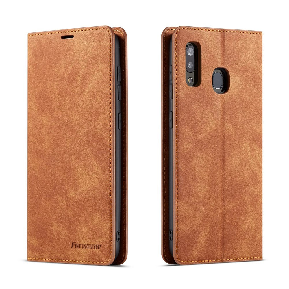FORWENW til Samsung Galaxy A20e Fantasy Series Auto-absorberende læderpungcover med silkeblød overflade