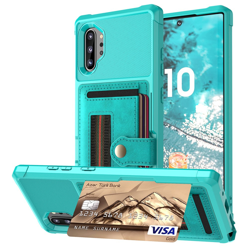 Phone Case with Card Slot and Elastic Finger Ring Strap Covering for Samsung Galaxy Note 10 Plus/10 Plus 5G
