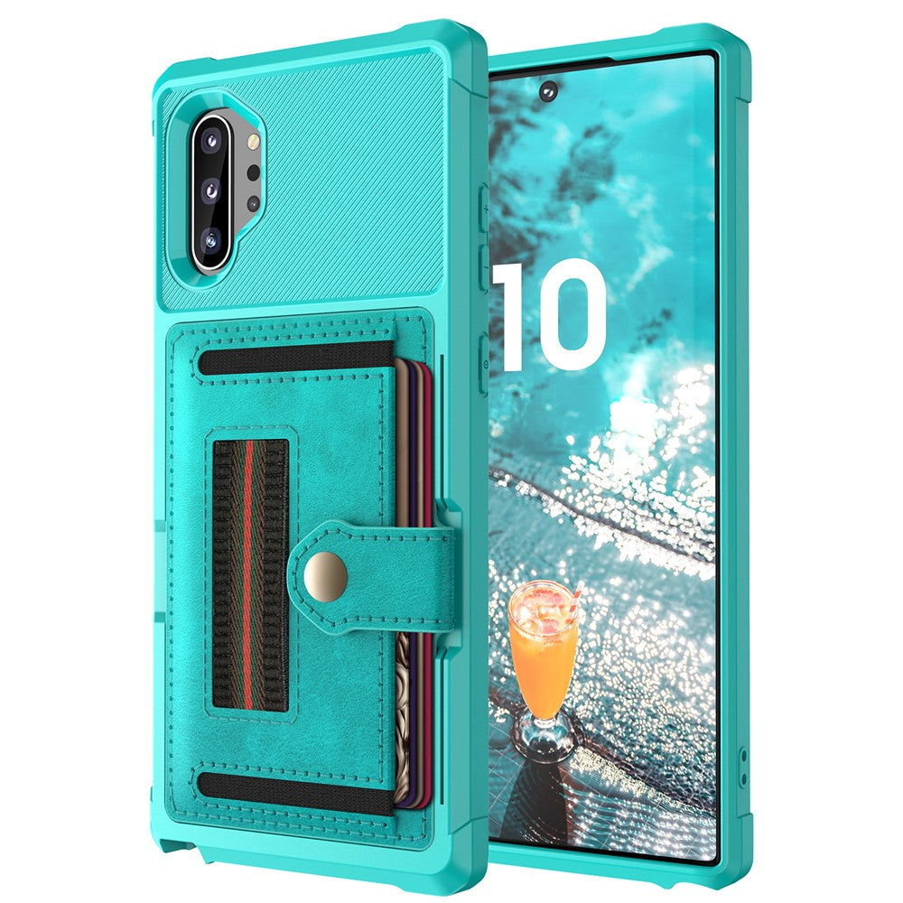 Phone Case with Card Slot and Elastic Finger Ring Strap Covering for Samsung Galaxy Note 10 Plus/10 Plus 5G