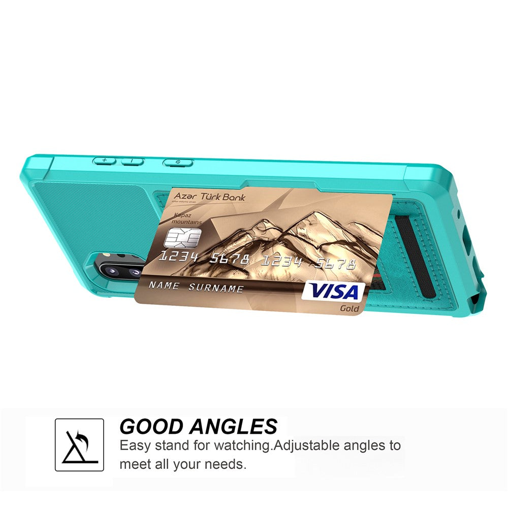 Phone Case with Card Slot and Elastic Finger Ring Strap Covering for Samsung Galaxy Note 10 Plus/10 Plus 5G