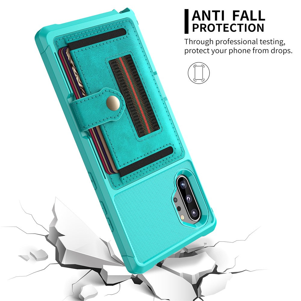 Phone Case with Card Slot and Elastic Finger Ring Strap Covering for Samsung Galaxy Note 10 Plus/10 Plus 5G