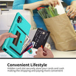 Phone Case with Card Slot and Elastic Finger Ring Strap Covering for Samsung Galaxy Note 10 Plus/10 Plus 5G