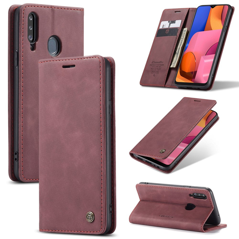 CASEME 013 Series Auto-absorbed Leather Wallet Case with Stand for Samsung Galaxy A20s