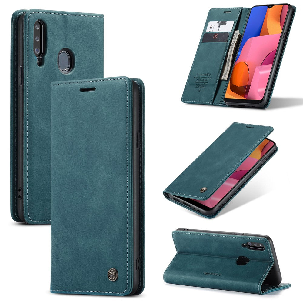 CASEME 013 Series Auto-absorbed Leather Wallet Case with Stand for Samsung Galaxy A20s